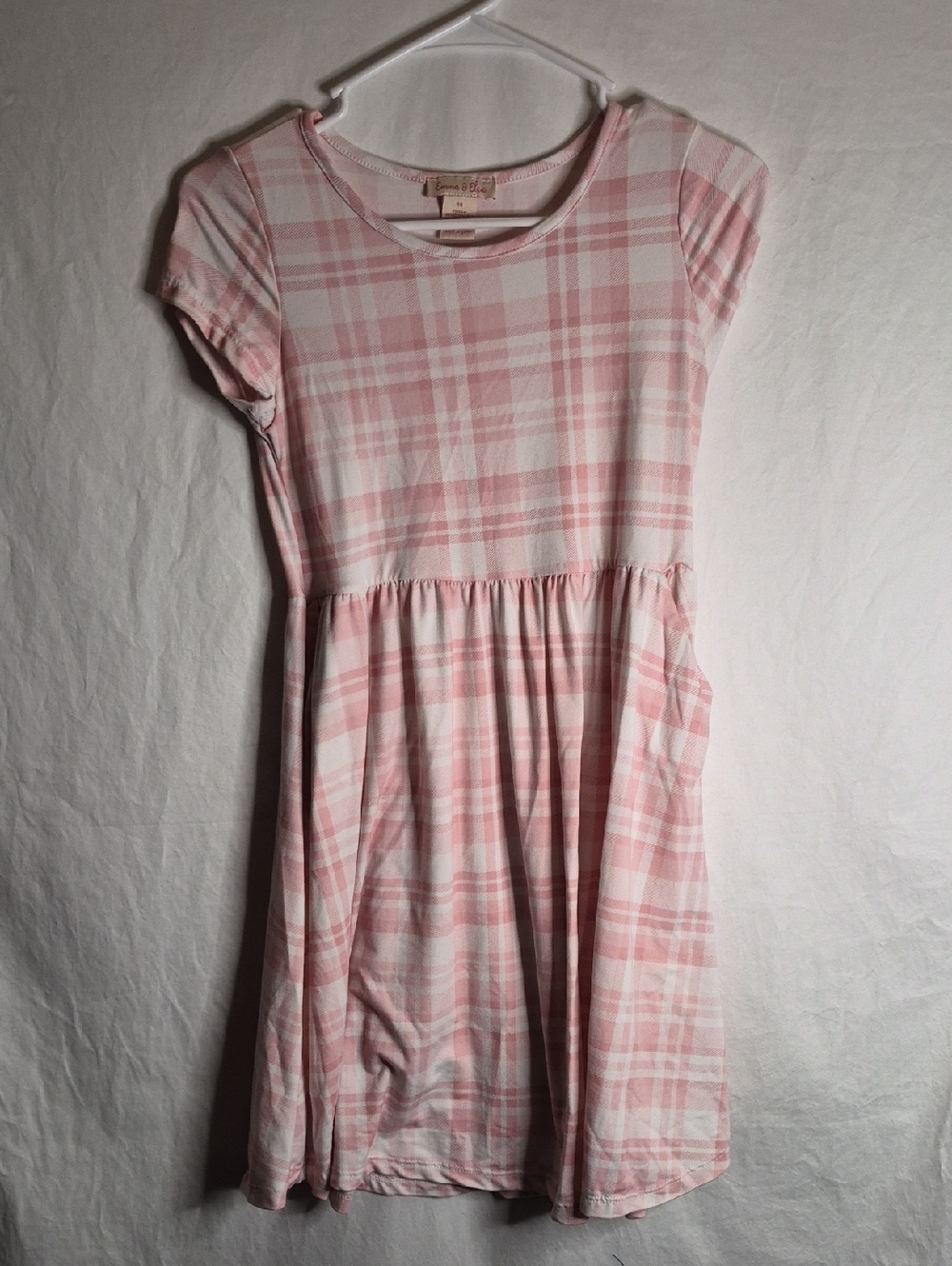 Emma & Elsa Girls' Pink Plaid Short-Sleeve Casual Dress by
